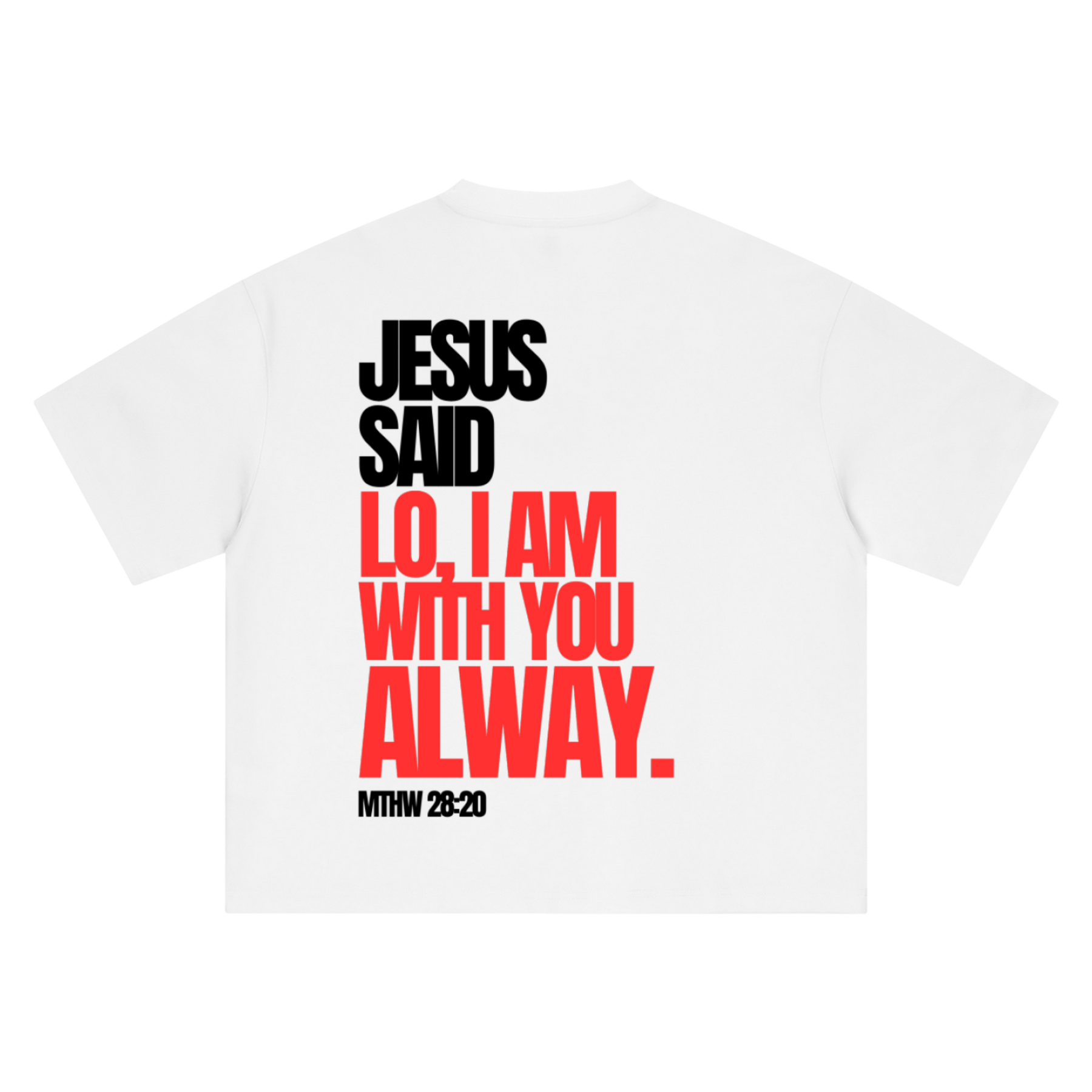 "I AM WITH YOU ALWAY" Tee — Beige & White (Boxy Oversized T-Shirt)