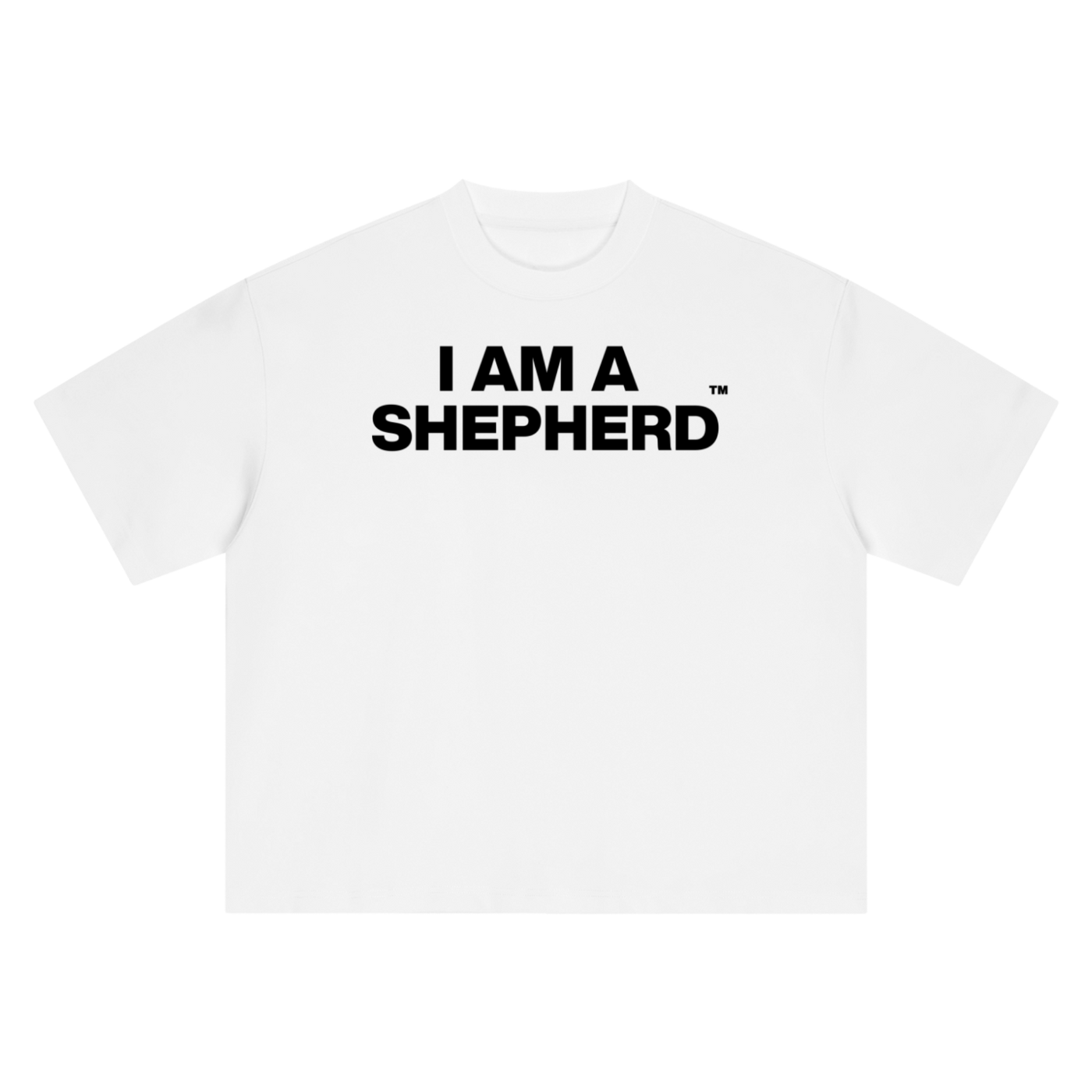 "I AM A SHEPHERD™" Tee — White/Black (Boxy Oversized T-Shirt)