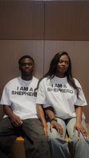 "I AM A SHEPHERD" Tee - White/Black (Boxy Oversized T-Shirt)