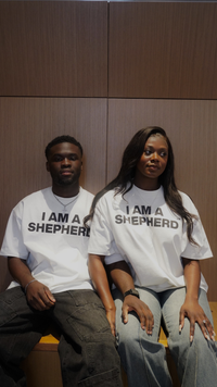 "I AM A SHEPHERD" Tee - White/Black (Boxy Oversized T-Shirt)