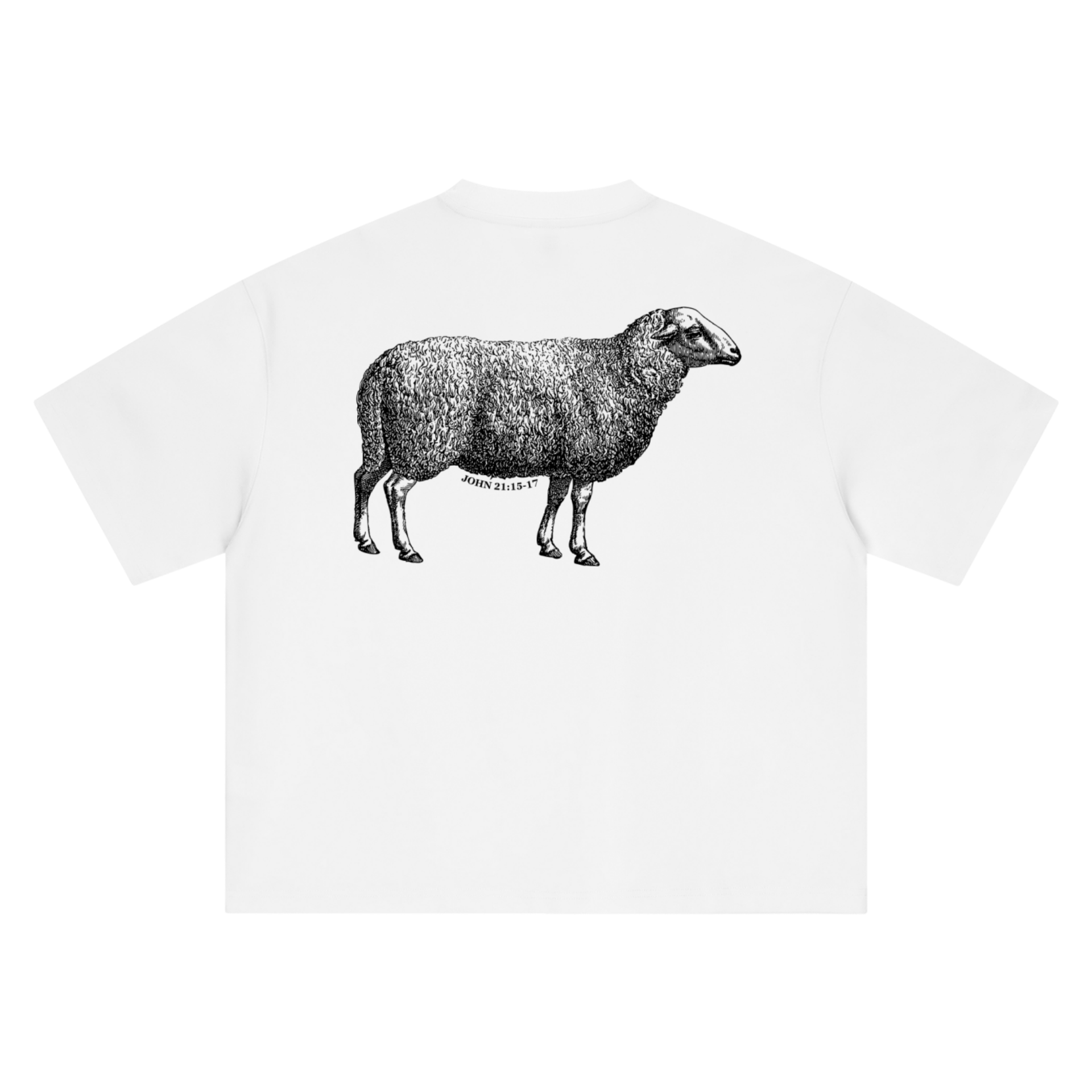 "I AM A SHEPHERD" Tee - White/Black (Boxy Oversized T-Shirt)