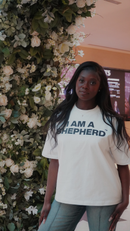 "I AM A SHEPHERD" Tee - White/Black (Boxy Oversized T-Shirt)