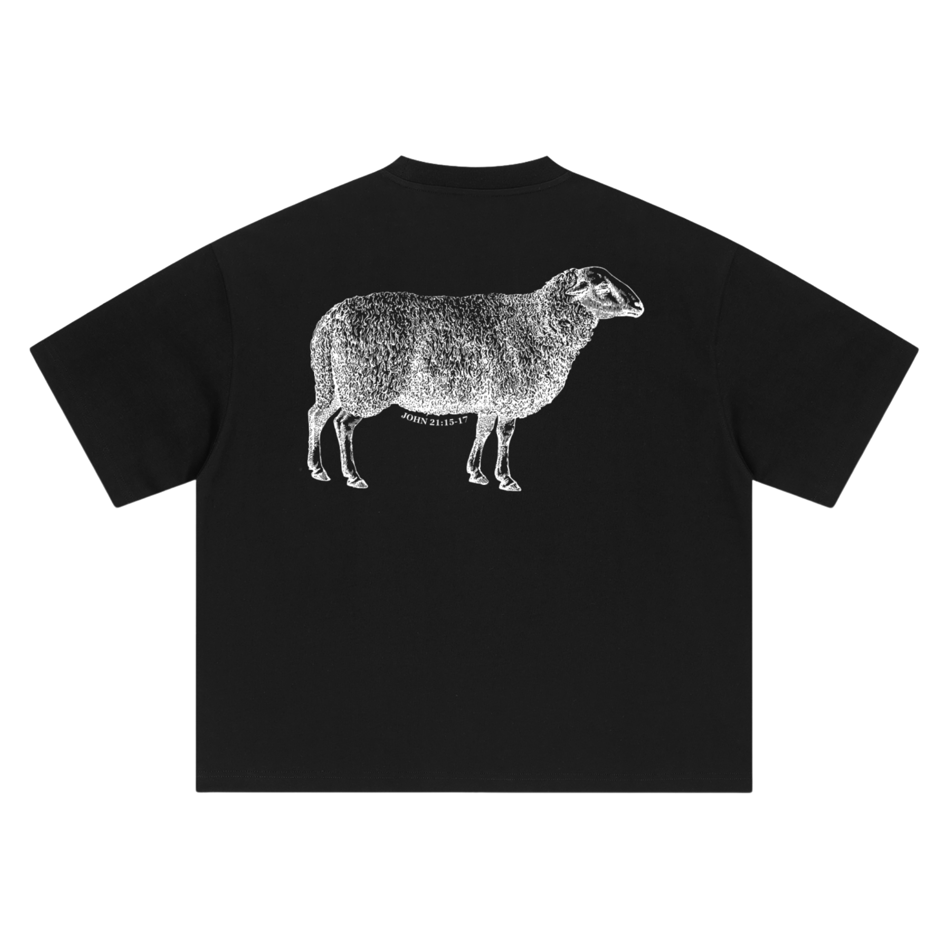 "I AM A SHEPHERD" Tee - Black/White (Boxy Oversized T-Shirt)