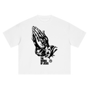 "I AM WITH YOU ALWAY" Tee — Beige & White (Boxy Oversized T-Shirt)
