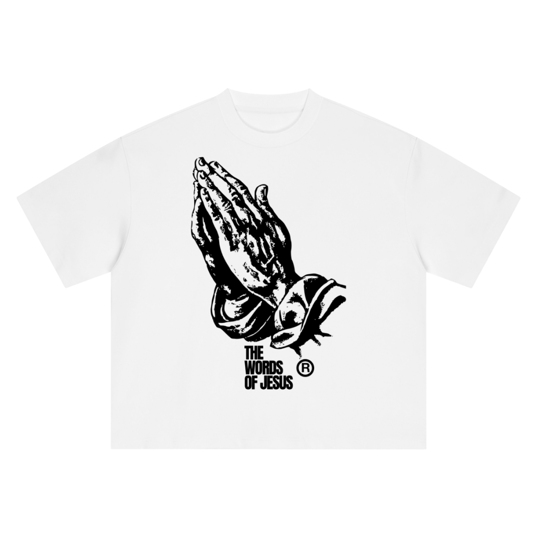 "I AM WITH YOU ALWAY" Tee — Beige & White (Boxy Oversized T-Shirt)