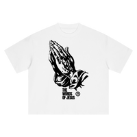 "I AM WITH YOU ALWAY" Tee — Beige & White (Boxy Oversized T-Shirt)