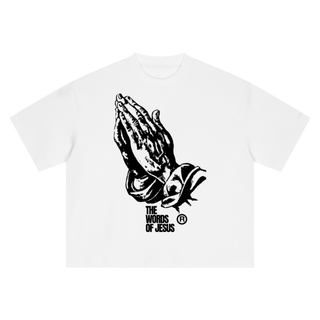 "I AM WITH YOU ALWAY" Tee — Beige & White (Boxy Oversized T-Shirt)