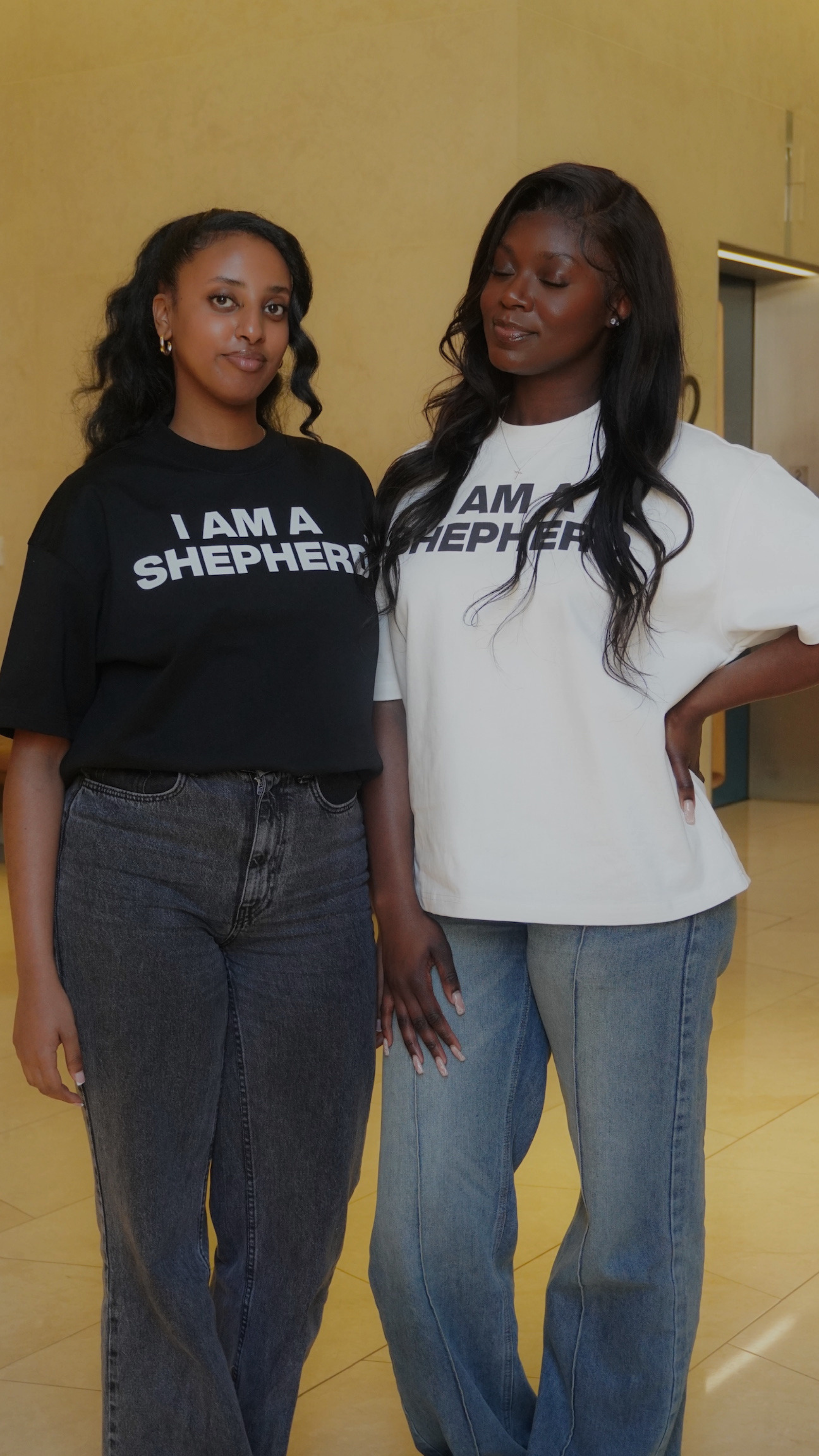 "I AM A SHEPHERD" Tee - White/Black (Boxy Oversized T-Shirt)