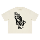 "I AM WITH YOU ALWAY" Tee — Beige & White (Boxy Oversized T-Shirt)
