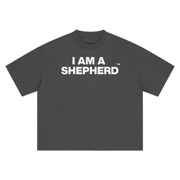 "I AM A SHEPHERD™" Tee — Gray/White (Boxy Oversized T-Shirt)
