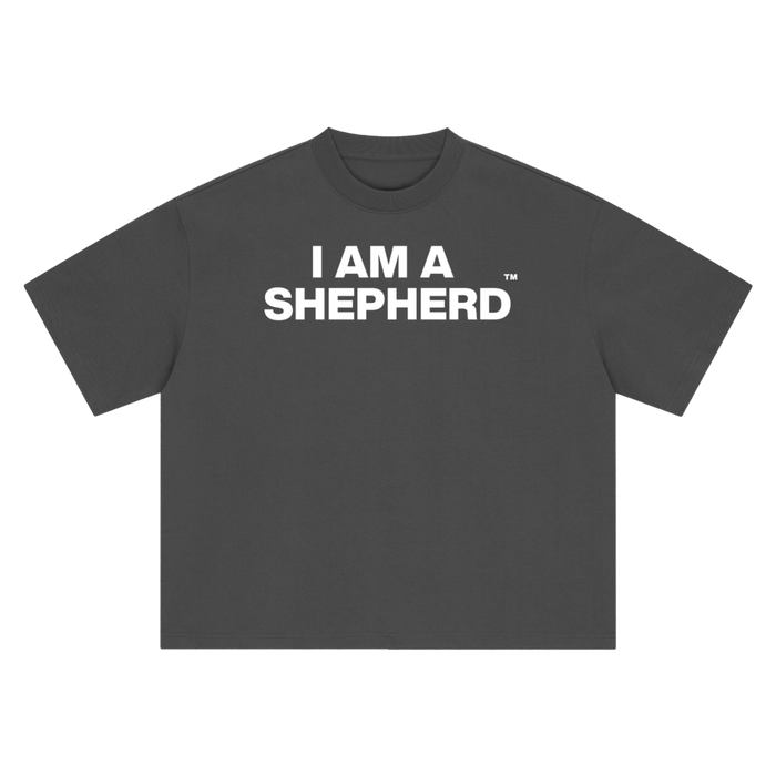 "I AM A SHEPHERD™" Tee — Gray/White (Boxy Oversized T-Shirt)